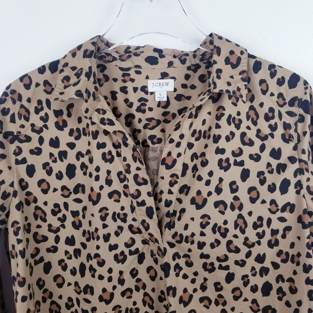 J. Crew Factory #AT390 Leopard Print Top Blouse size Large - Picture 3 of 8